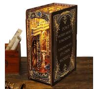 Kit in miniatura Nook Book - Inserto di libri fai -da -te, puzzle di legno | Decorazione di librerie con induzione del corpo, ornamento della casa creativa con luce a LED, esposizione delle bambole bo