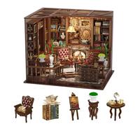 Kit in miniatura per casa delle bambole fai da te, scala 1:24, mini study room puzzle, modello casa delle bambole, accessori e luci a LED, per bambini, adolescenti e adulti, idea regalo