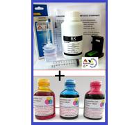 Kit inchiostro hp 56 nero 57 Colore + refill clip + liquido pulizia testine