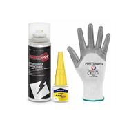 Kit Incollaggio Istantaneo Colla 5 g Con Attivatore Spray 200 ml E Guanti