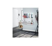 Habitdesign Corridoio con cassetto e Specchio, Mobile da Ingresso, Modello Noon, Rifinito in Bianco Artik e Quercia dell'Alaska, Misure: 95 cm (Larghezza) x 19 cm (Altezza) x 26 cm (profondità)
