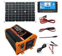 Kit iniziale per pannelli di energia solare con inverter per auto Adattatore per auto USB,Adattatore per auto doppio USB per auto solare solare batteria al litio mobile per esterni RV