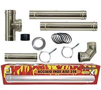 kit INOX tubi canna fumaria stufa pellet dn 80 tubo acciaio 316 no nero 600 CE Made in Italy UNI 1856-2