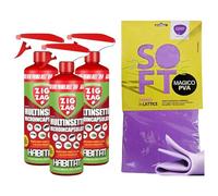 Kit Insetticida: 3x Insetticida Spray Habitat Multinsetto Microincapsulato. Inodore, Prodotto A Lento Rilascio 500ml + Panno SOFT In Lattice 30x30