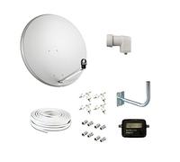 KIT INSTALLAZIONE COMPLETO PARABOLA SATELLITARE 80 LNB STAFFA MURO CAVO 5 mm SAT