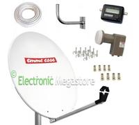 KIT INSTALLAZIONE PARABOLA SATELLITARE 80 PIU LNB TWIN STAFFA MURO CAVO 5mm