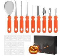 Kit Intaglio Zucca Halloween, 20 pezzi Set di utensili in acciaio inossidabile per intagliare zucche per decorazioni fai da te di Halloween, set per intagliare zucche per Halloween Bambini e famiglia