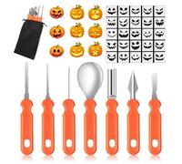 Kit Intaglio Zucca Halloween 7Pcs Set Intaglio Zucche 24Pcs Sagome Riutilizzabili Per Pumpkin Carving Kit Strumenti Inossidabile Per Intagliare La Zucca Di Halloween Per Bambini e Adulti
