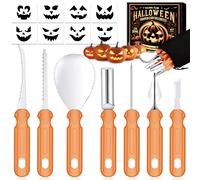 Kit Intaglio Zucca Halloween con Stenci: 7 Pcs Acciaio Inossidabile Set Intaglio Zucca Kit Zucca Halloween per Bambini Pumpkin Carving Kit, Zucca Decorazione Halloween Kit Per Intagliare le Zucche