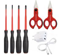 Kit Intercable 2 forbici spella e tranciacavi 4 giraviti Slim e caricabatteria 65W AO2603