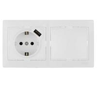 Kit interruttore e base schuko con caricatore USB 2.1a per serie europa, ideale per collegare più dispositivi