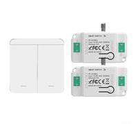 Kit interruttore luce cablata con telecomando RF a 2 bande e 2 ricevitori, nessuna installazione di ricablaggio, segnale a lungo raggio 433 MHz per interni ed esterni