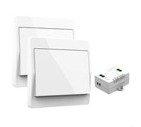 Kit interruttore luce telecomando autoalimentato wireless, impermeabile, montaggio a parete, senza fili, design senza batterie, per illuminazione interna ed esterna in case, bagni o patio (2 v1)