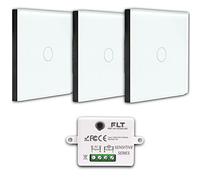 Kit interruttore senza fili - 3 telecomandi da parete + 1 mini ricevitore da incasso, interruttore radio RF bianco