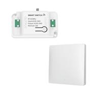 Kit Interruttore Wireless RF, 1 Centralina Ricevitore + 1 Interruttore RF Senza Batteria, 220V 10A, Senza Cavi, IP20 Bianco