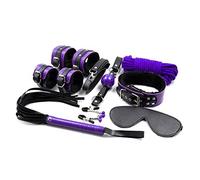 KIT intimo sadomaso PINZETTE collare FRUSTINO CORDA BI-COLOR SET VIOLA NERO