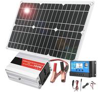 Kit inverter solare da 300 W con regolatore di carica da 30 A, doppie porte e display LED for camper, casa e capannoni.
