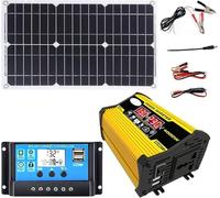 Kit inverter solare off-grid da 4000 W con doppi pannelli impermeabili da 18 W e regolatore di carica da 30 A for camper, barche e case(Yellow)