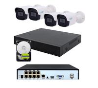 Kit IP Poe con 4 Telecamere Full Color ed NVR 4 Canali fino a 5 Mpx Cavi OMAGGIO