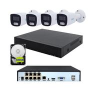 Kit IP Poe con 4 Telecamere Bullet con audio NVR 8 Canali 5 Mp Hard Disk 500 Gb