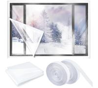 Kit isolante per finestre con nastro paraspifferi, copertura termica riutilizzabile per l'inverno, pellicola trasparente di ritenzione del calore e sigillante antivento per il risparmio energetico del