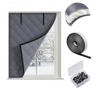 Kit Isolante Termico 3 Strati per Finestre, Copertura Invernale Impermeabile e Antivento, Tessuto Oxford con Cotone, Installazione Facile con Velcro senza Forare(Grigio,55x50cm/21.7x19.7in)