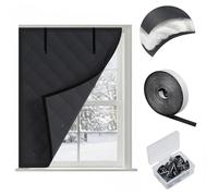 Kit Isolante Termico 3 Strati per Finestre, Copertura Invernale Impermeabile e Antivento, Tessuto Oxford con Cotone, Installazione Facile con Velcro senza Forare(Nero,50x150cm/19.7x59.1in)
