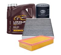 Kit Ispezione 3 Pezzi MANNOL 7715 Longlife 504 507 5W 30 Olio Motore 8 L Per VW