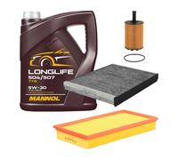 Kit Ispezione 3 Pezzi MANNOL 7715 Longlife 5W-30 Olio Motore 5 Litri per VW