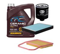 Kit Ispezione 3 Pezzi MANNOL 7727 CERAMIC ULTRA SAE 5W 40 Olio Motore 4 Litri