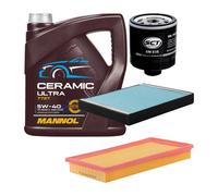 Kit Ispezione 3 Pezzi MANNOL 7727 CERAMIC ULTRA SAE 5W 40 Olio Motore 4 Litri