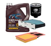 Kit Ispezione 3 Pezzi MANNOL 7727 CERAMIC ULTRA SAE 5W 40 Olio Motore 4 Litri