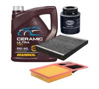 Kit Ispezione 3 Pezzi MANNOL 7727 CERAMIC ULTRA SAE 5W 40 Olio Motore 4 Litri