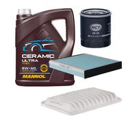 Kit Ispezione 3 Pezzi MANNOL 7727 CERAMIC ULTRA SAE 5W 40 Olio Motore 5 Litri