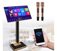 Kit Karaoke da 21,5 pollici, macchina karaoke touch screen capacitivo professionale domestico da 500G con microfono wireless con riverbero, controllo app telefono, 1,1 milioni di brani scaricabi