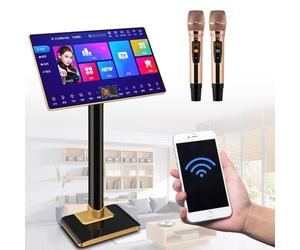 Kit Karaoke da 21,5 pollici, macchina karaoke touch screen capacitivo professionale domestico da 500G con microfono wireless con riverbero, controllo app telefono, 1,1 milioni di brani scaricabi