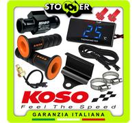 KIT KOSO MOTO con TERMOMETRO SENSORE ACQUA M10x1 RACCORDO 16mm STAFFA e MANOPOLE