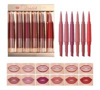 Kit Labbra e Gloss 6 Pezzi Matite Labbra e Rossetto Liquido Opaco | Lucidalabbra Colorato Doppia Estremità Regalo Per Fidanzata Ragazze Sorella Mamma Moglie