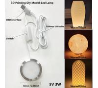 Kit lampada da scrivania a LED stampata in 3D, modello fai-da-te, alimentata tramite USB, luce bianca calda, faretto LED sottilissimo da 8 mm, può essere utilizzata come illuminazione per mobile, roul