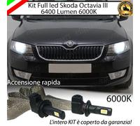 KIT LAMPADE ANABBAGLIANTI LED SKODA OCTAVIA 3 LED H7 6000K XENON XENO 6400 LUMEN