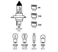 LEW9 Kit Lampade Di Ricambio 8 Pz Alogena H4 - 12V