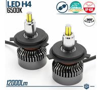 KIT Lampade FULL LED H4 Luce 360° LENTICOLARE 12000 Lumen Canbus 6.500K GHIACCIO