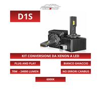 KIT LAMPADE LED D1S CONVERSIONE BI XENON BIXENO A LED 24000 LUMEN 6000K 70W