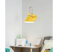 Kit lanterna da parete moderna - 1 lampada da comodino, decorazione da parete in metallo, finitura gialla e paralume bianco, ideale per camera da letto, soggiorno e ambiente interno