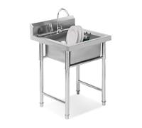Kit lavabo esterno indipendente in acciaio inossidabile, vasca e rubinetto, preparazione lavabo e servizio di pulizia Ristorante, cucina, lavanderia, garage (50 * 50 * 90cm/19.7 * 19.7 * 35.4in)