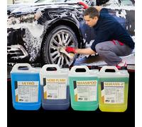 KIT LAVAGGIO 4 TANICHE 5KG SGRASSANTE BICOMPONENTE SHAMPOO LAVAVETRI NERO GOMME