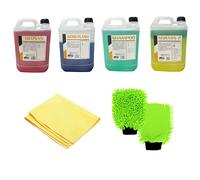 KIT LAVAGGIO 4 TANICHE 5KG SGRASSANTE SHAMPOO PROFUMO NERO GOMME PELLE E GUANTO