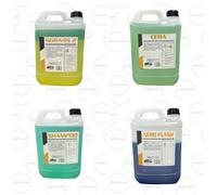 KIT LAVAGGIO 4 TANICHE DA 5KG SGRASSANTE BICOMPONENTE+SHAMPOO+CER NERO GOMME