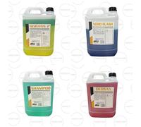 KIT LAVAGGIO 4 TANICHE DA 5KG SGRASSANTE BICOMPONENTE SHAMPOO PROFUMO NERO GOMME