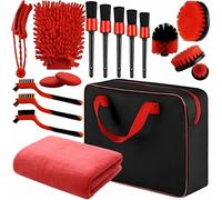 Kit Lavaggio Auto 19 Pezzi Set Pulizia Interni Esterni Accessori con Valigetta
